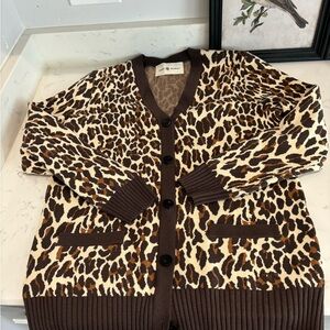 TORY BURCH leopard print cardigan